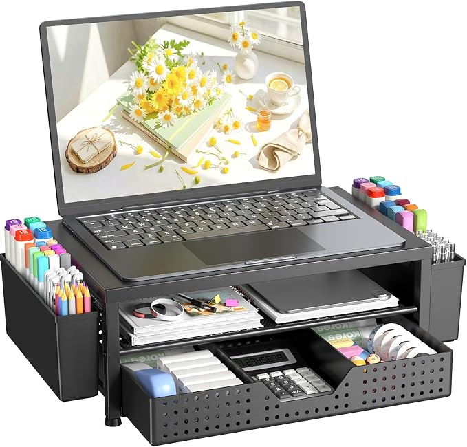 OPNICE Laptop Stand Desk Organizer, 2-Tier Metal Monitor Stand Riser