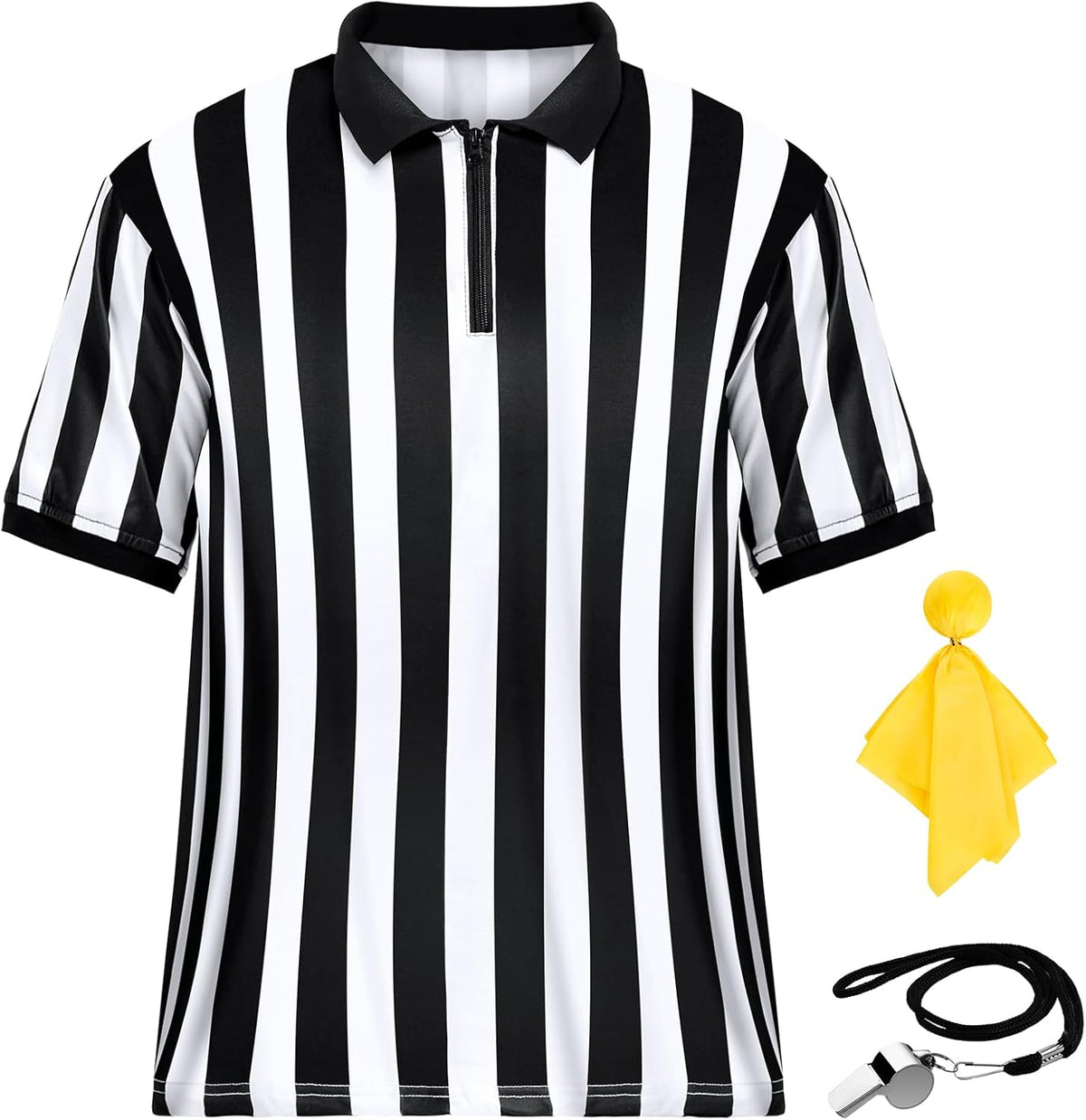 Skiennix Men's Referee Costume Kit - Football Umpire Jersey with Whistle & Penalty Flag | Ideal for Sports & Cosplay