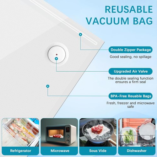 Handheld Vacuum Sealer - Compact Portable Food Sealing Machine with 10 Reusable Bags for Meal Prep