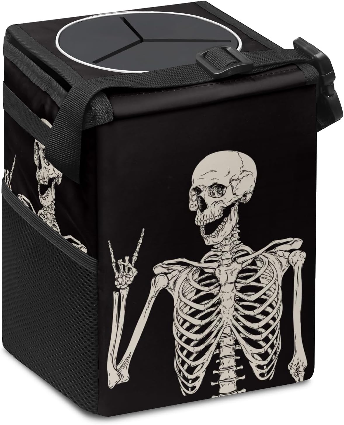 Goth Skull Car Trash with Lid - Leakproof Vehicle Trash Bin Car Accessories