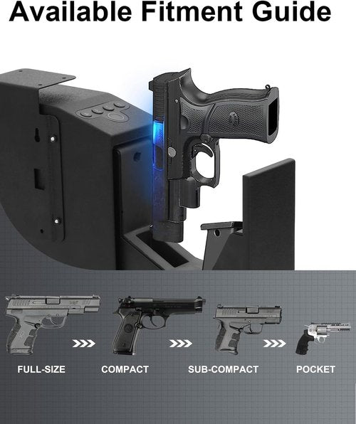 Biometric Pistol Gun Safe - Quick Access Auto Sliding Door | Fingerprint & PIN Code Security Box - Ideal for Nightstand & Truck