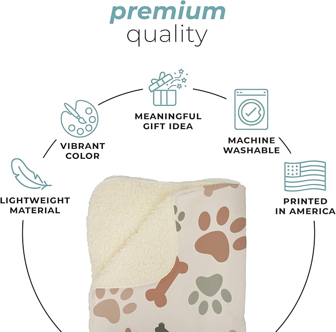 Prints Next Day – Custom 30" x 40" Sherpa Pet Lightweight Blanket Personalized with Pet Lightweight's Name - Paw Pattern - Gift for Dog Owners - Printed in America