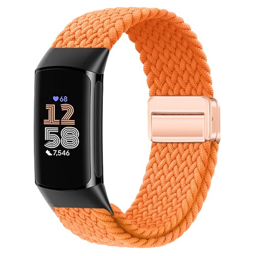 Elastic Braided Bands Compatible with Fitbit Charge 5/Fitbit Charge 6 for Women Men,Adjustable Breathable Replacement Stretchy Nylon Loop Wristband Sport Strap