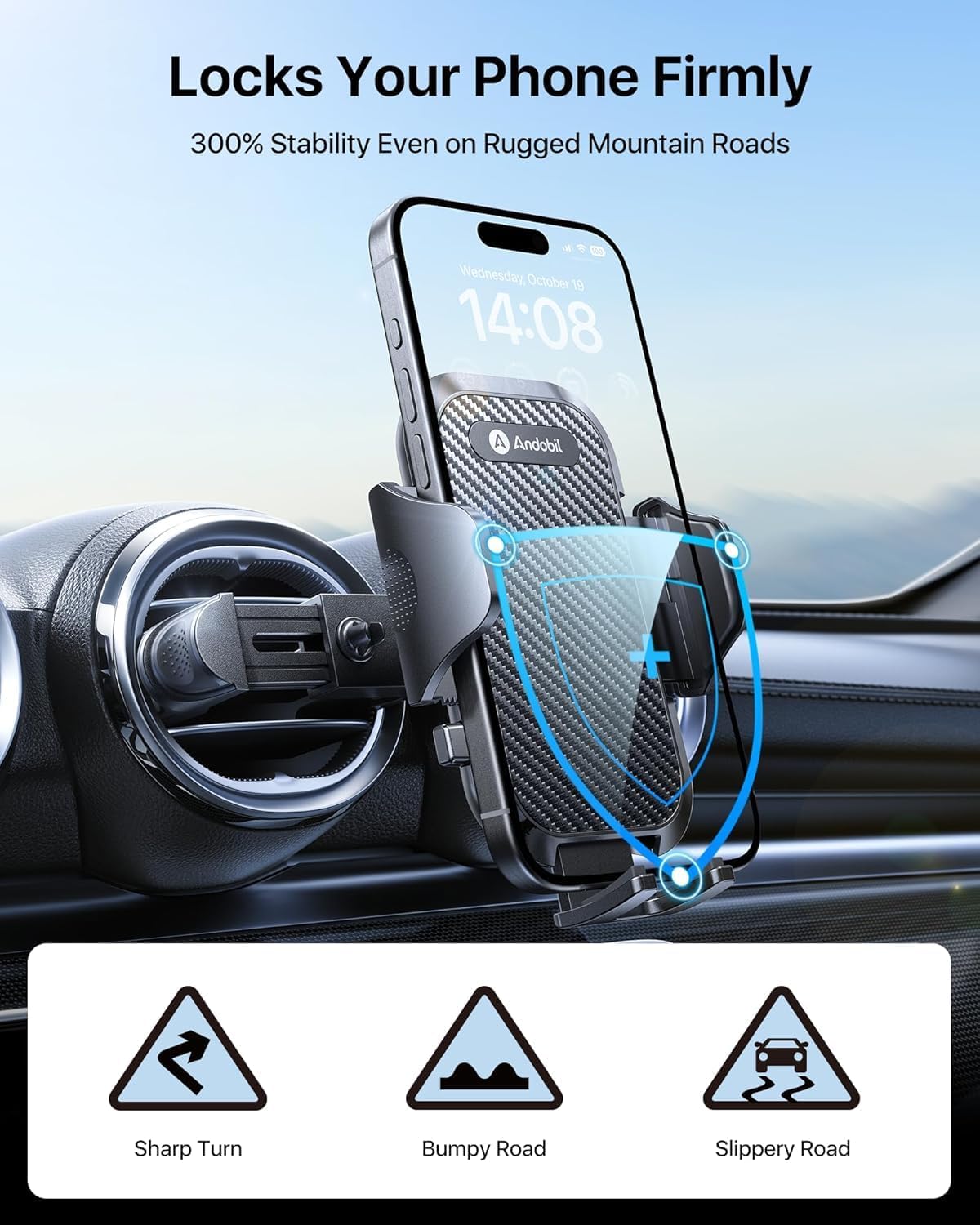 andobil Universal Car Phone Holder [Round Vent Friendly] Phone Mount for Car Circle Vent, Sturdy Clip 360° Rotation Cell Phone Car Holder Mount for Ford Mercedes Benz Toyota BMW fit iPhone Samsung
