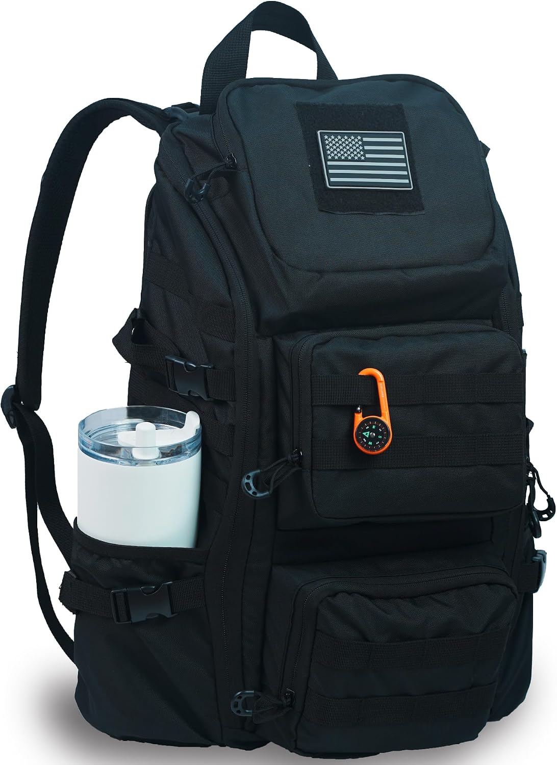 kokkoya 40l Slim Tactical Backpack with Laptop Compartment Molle System Webbing Lightweight Bag for Men Travel Hiking Camping Everyday Carry 17 inch Laptop Black
