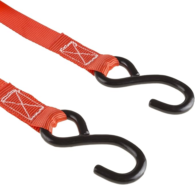 4-Pack Ratchet Tie-Down Straps - 10-Feet 1500lb Break Strength Cargo Straps for Camping, Hunting, Moving, Trailers, and Roof Racks by Stalwart