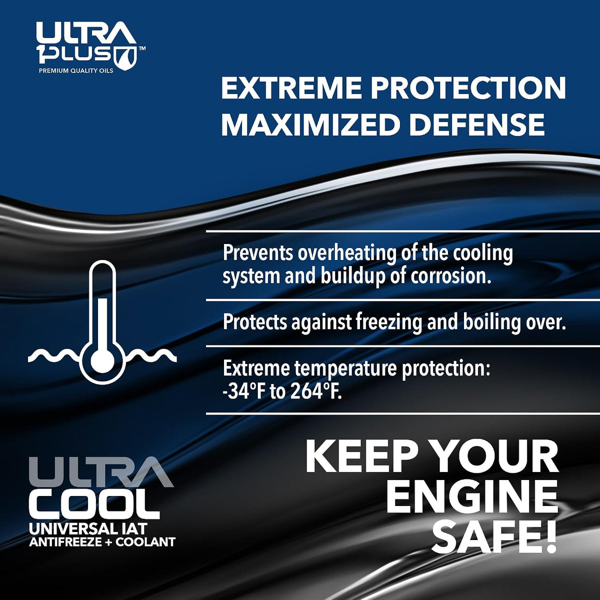 ULTRA 1PLUS Antifreeze Coolant - Universal Premixed 50/50 Orange - Ready to use Engine coolant - Gallon 4 QTS