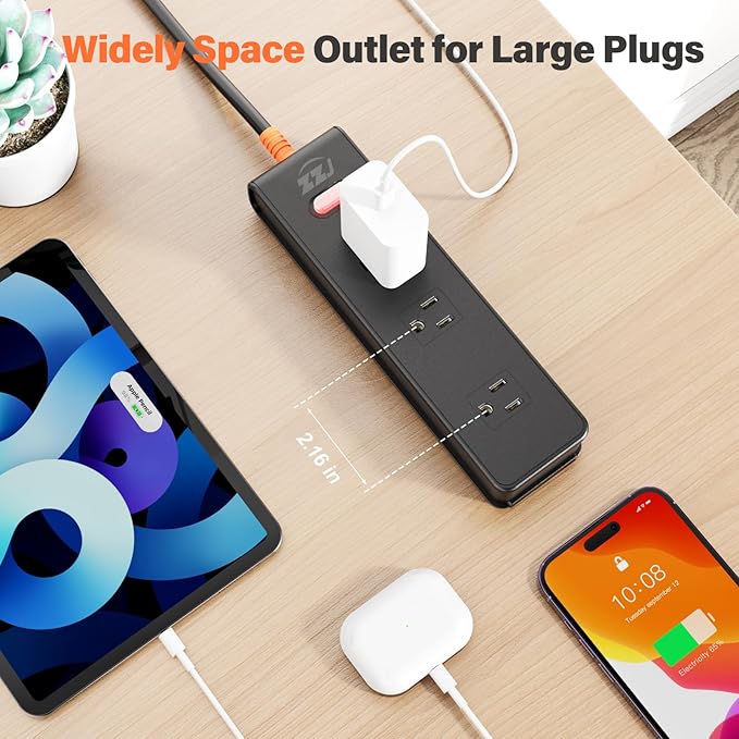 Outdoor Power Strip Weatherproof, IPX6 Waterproof Surge Protector with 3 Wide Outlets,1625W/13A Overload Protection Switch, 10FT Extension Cord, Wall Mountable for Indoor Outdoor, UL FCC Listed