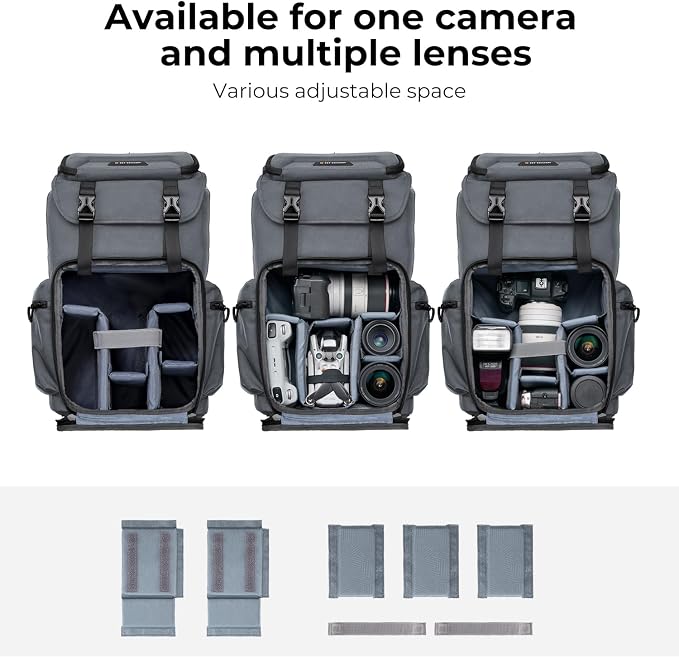 K&F CONCEPT Camera Backpack, Hard Shell Camera Bag, Large Capacity Photography