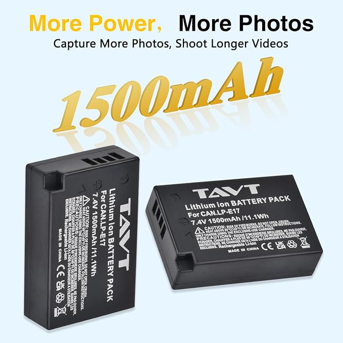 2Pcs 1500mAh LP-E17 Batteries+LED Rapid Dual Charger, Repacement Battery
