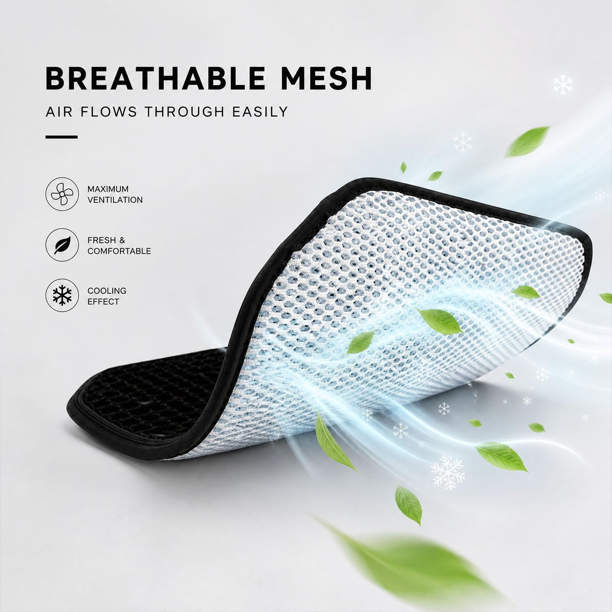 Cool and Breathable 3D air MESH car seat Cushion for Summer, Universal Ventilated Comfortable seat pad, Suitable for sedans, Vans, Pickup Trucks, and SUVs (Black Back cushion-1PCS)