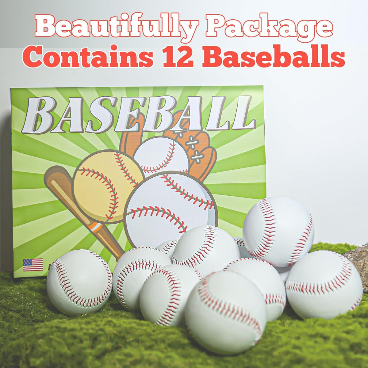 Rawlings 12 Pack Standard Size Adult Baseballs - 9 Inch Leather Covered Training Balls for League Play