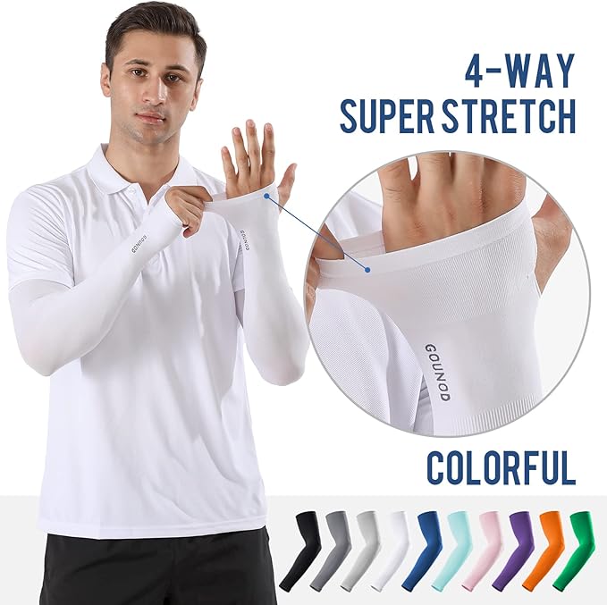 GOUNOD Sun Protection Cooling Arm Sleeves with Thumb Holes - Gardening Outdoors Sports Workouts Sunscreen Arm Sleeves