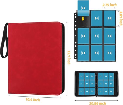 GERMUN 720 Card Binder - Premium 9 Pocket Double-Sided Album for MTG, TCG & Sports Cards | Red
