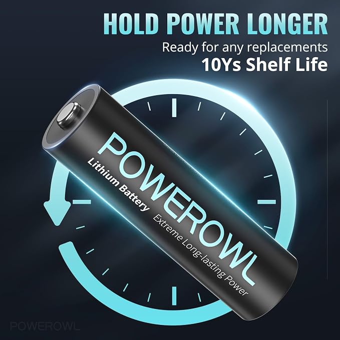POWEROWL Lithium Batteries AA 16 Pack, High Capacity 1.5V Double A Battery Long