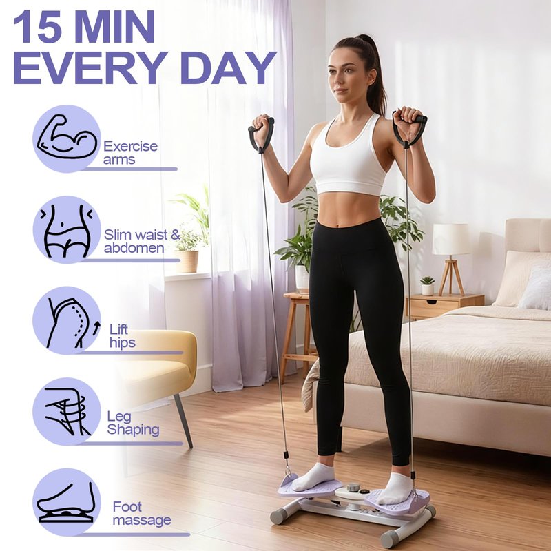 Reinforced Structure Waist Twister Machine Exercise, Ab Twist Board 440 lbs Weight Capacity for Slim Waist and Core, with Smart LED Digital Display Track Time, Reps, Calories for Women (Lavender)