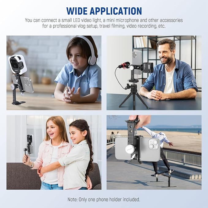 NEEWER Smartphone Tripod Mount Aluminum Alloy, 360° Rotatable Phone Stand