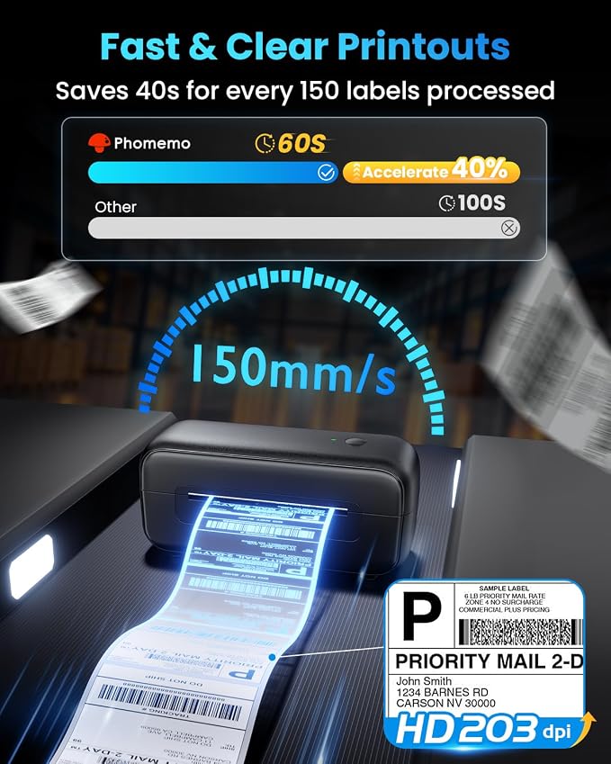 Phomemo Shipping Label Printer- 4x6 Bluetooth Thermal Address Label Printer