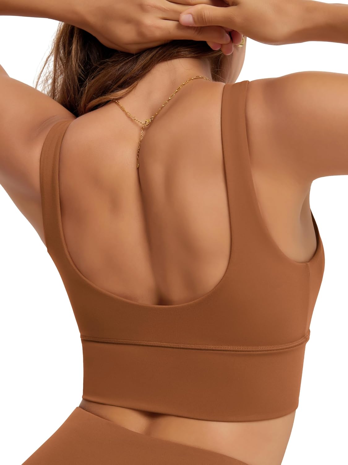 ODODOS Women's Sports Bra - Longline U-Back Design with V-Neck & Padded Comfort | Ideal for Yoga & Workouts