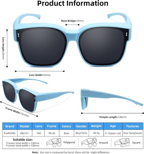 EYEBUDDY Fit Over Glasses Sunglasses - Polarized Protection for Kids | Stylish Fitover Design