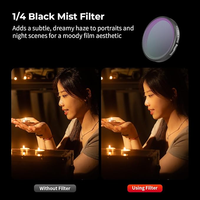 SmallRig 1/4 Black Mist Filter for DJI Osmo Action 6, Snap On Black Diffusion