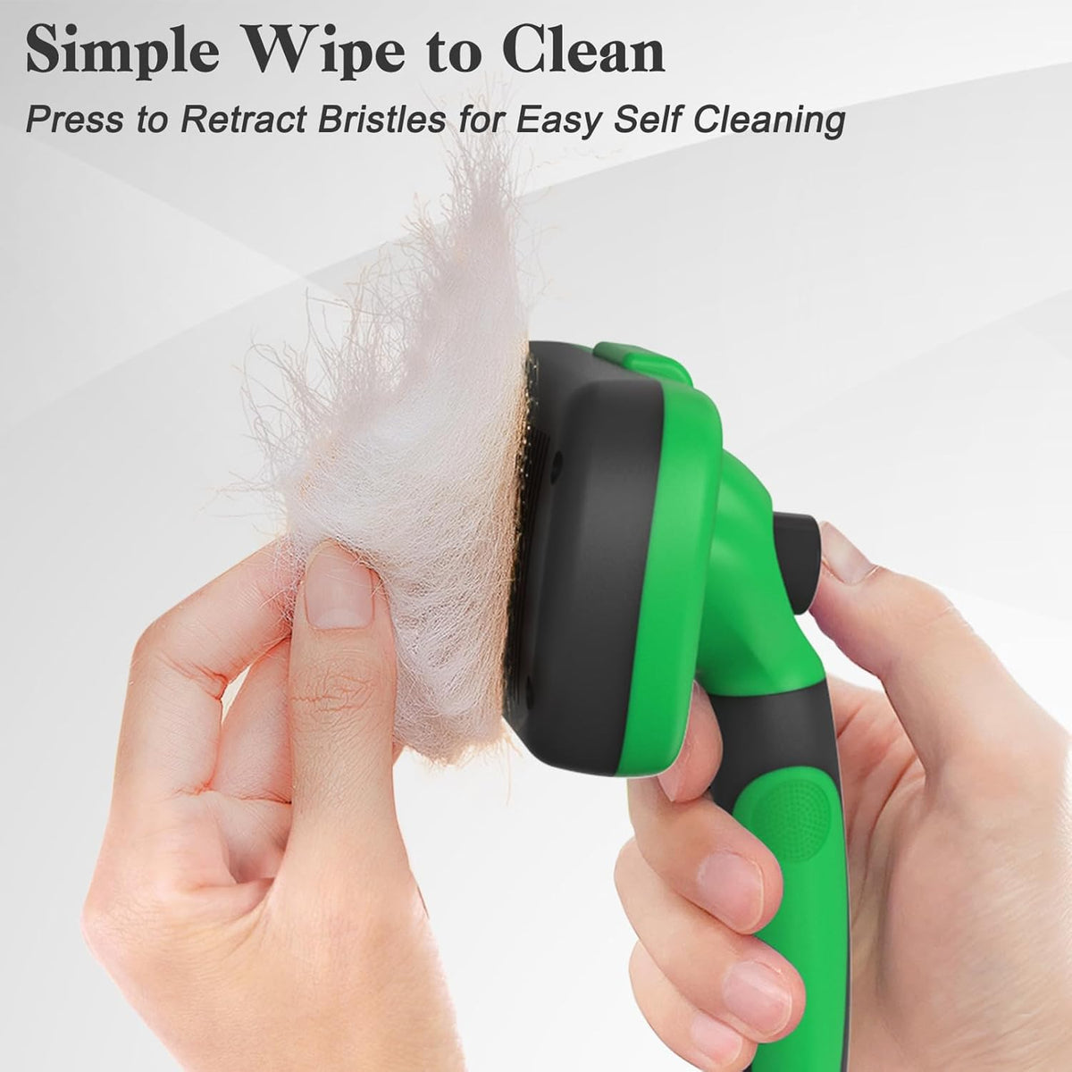 Swihauk Self-Cleaning Slicker Brush - Skin-Friendly Deshedding Tool for Dogs & Cats | Green