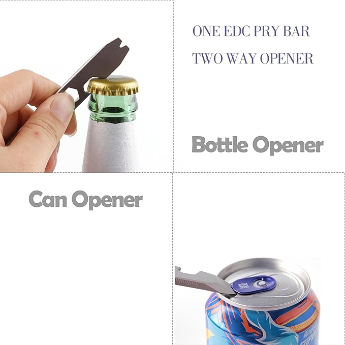 EDC Pry Bar Bottle Opener Titanium Pry Bar Gear 10-in-1 Mutitool with Clip CM Unit Scale Wrench 4.37"