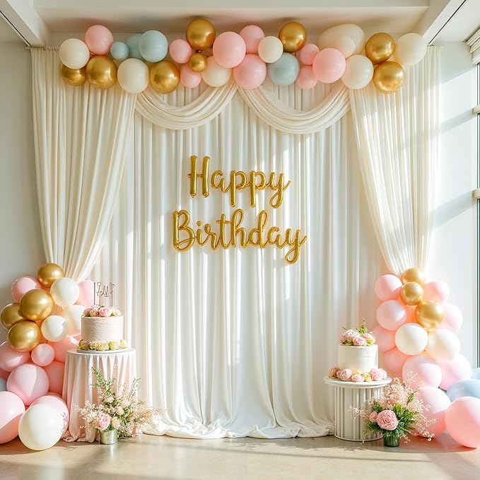 30ftx12ft Wrinkle Free Ivory Backdrop Curtains