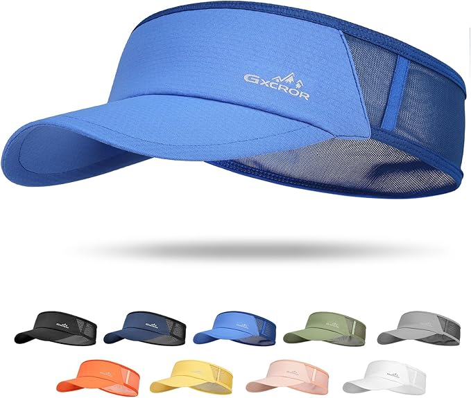 GXCROR Sports Sun Visor Hat Men Women, Lightweight Breathable Quick Dry Sports Sun Hat for Running Golf Tennis