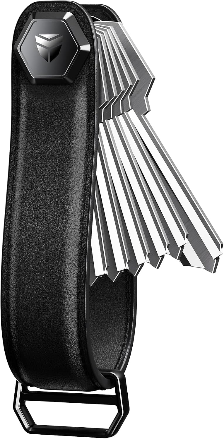 Dexnor Key Organizer, Adventure-proof Leather Key Holder Snag-free Keychain Keyring up to 6 Keys