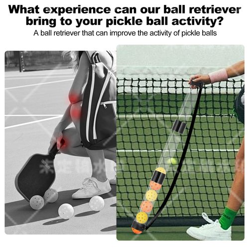 Buhobha Pickleball Ball Retriever, 17 Balls Pickleball Pickup Tube, Tennis Ball Tube Picker Upper with Strap, Detachable Ball Picker Upper