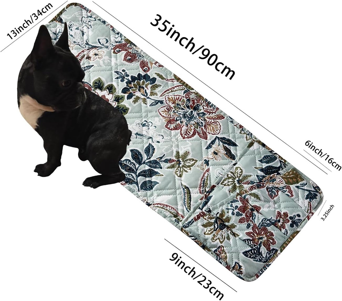 Brilliant Sunshine Vintage Green Flowers Couch Armrest Cover, 35"×13"