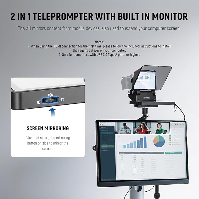 NEEWER 2 in 1 Teleprompter 11 Inch