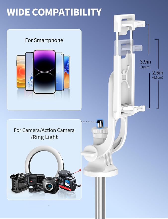 71" Selfie Stick, Smartphone Tripod Stand All-in-1