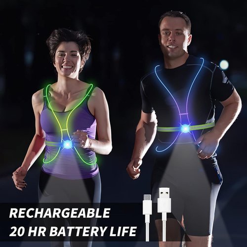 Ni-SHEN LED Reflective Running Vest with Front Light,Running Lights for Runners,Reflective Running Gear for Men/Women Running,Cycling or Walking, High Visibility Warning LED Lights (Rocket-Shaped)