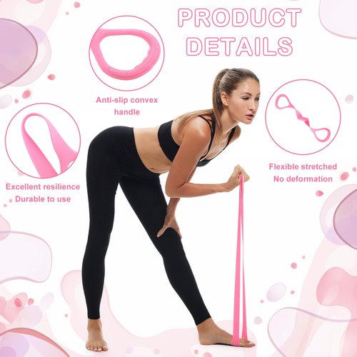 Figure 8 Resistance Bands with Handles, 4-Pack TPE Workout Bands for Women – Arm Back Shoulder Toner, Elastic Exercise Ropes for Home Gym Yoga Pilates Physical Therapy