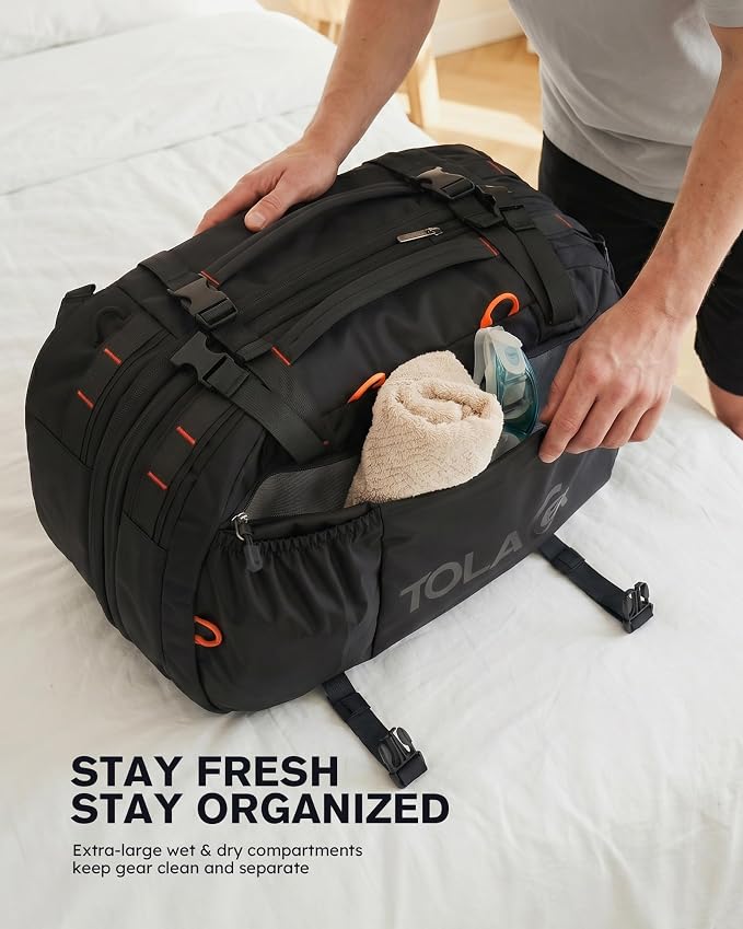 Tolaccea Travel Backpack for Men Women, 40L-50L Carry On Backpack