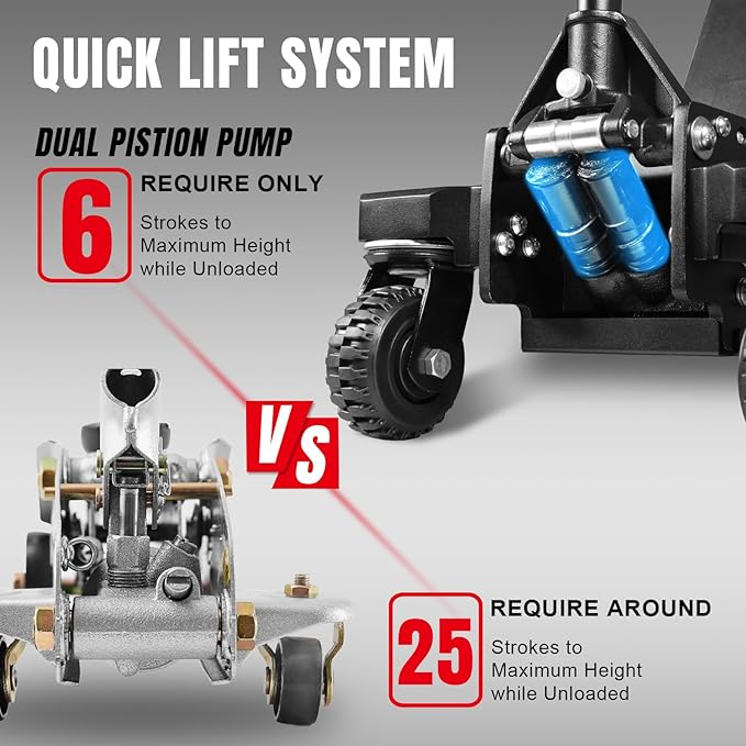 ROAD DAWG 3 Ton Big Wheel Off-Road Jack, Professional Aluminum and Steel Racing Floor Jack with Dual Pistons Quick Lift Pump, Lift for Trucks, SUVs, ATVs Off road Vehicles,6000lb Capacity, AT830006XDL