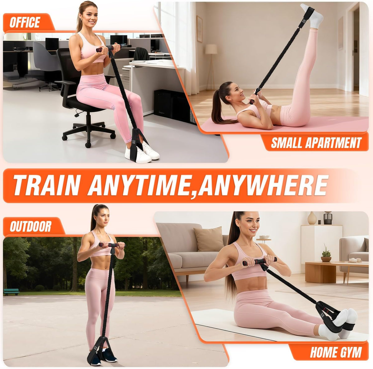 Pedal Resistance Bands - Upgrade Women’s Exercise Bands for Full Body Training | Core, ABS, Legs, Glutes