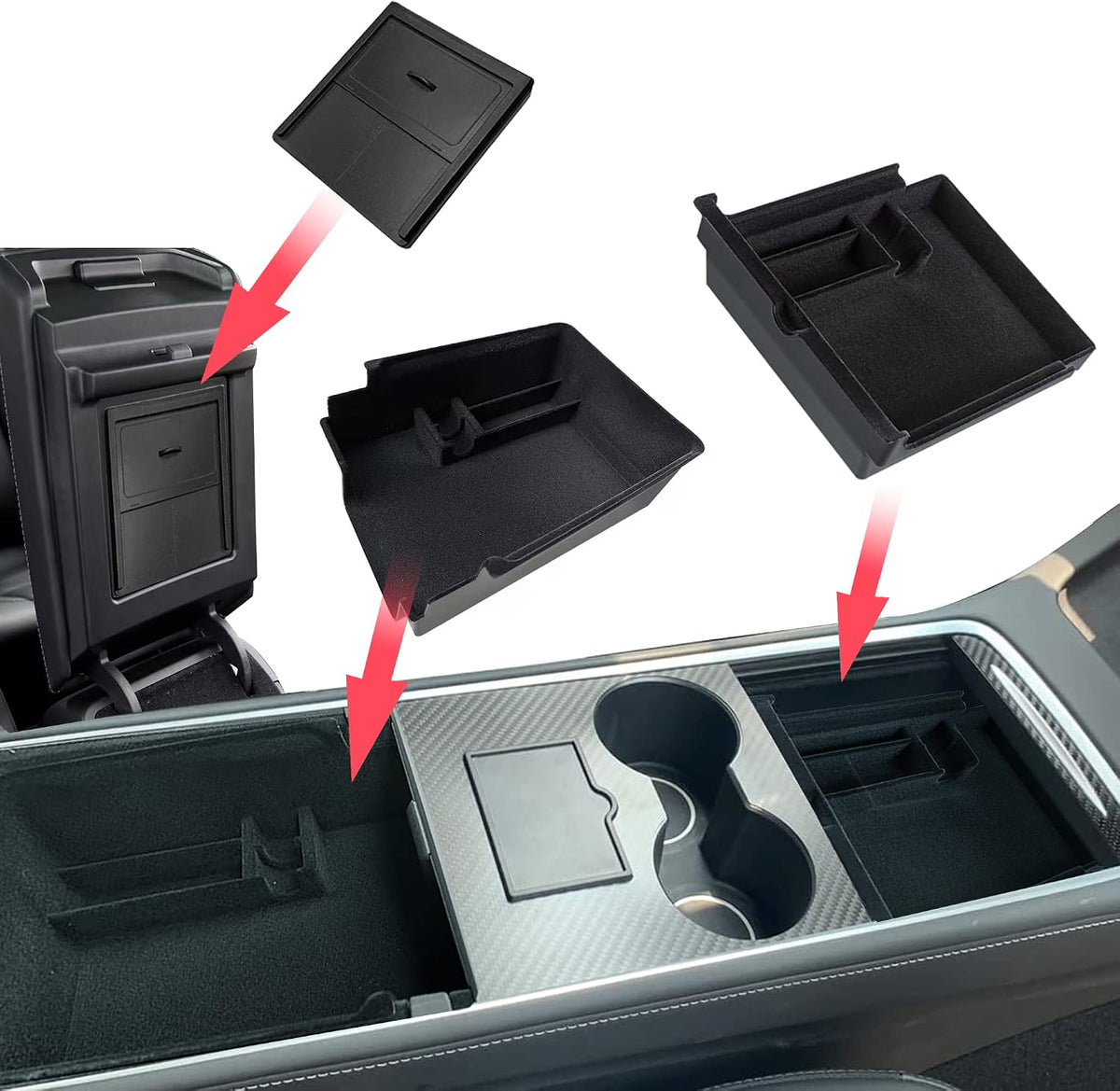 Rear Screen Box for Tesla Model Y Juniper 2025 2026 Dashboard Box Tray Storage Box Black Silicone (Magnetic storage position) Not fit 2026 Standard