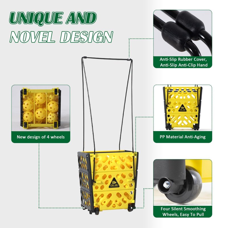OLE ANDIGO Pickleball Hopper Collector, 40 Pickleball Balls Capacity, Lightweight Pickleball Picker Upper, Pickleball Picking Ball Picking Tool.