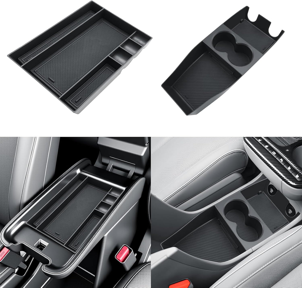 SKTU 2PCS for 2025 2026 Ioniq 5 Center Console Organizer for 2025 2026 Hyundai Ioniq 5 Accessories Console Tray & Lower Console Tray Ioniq 5 ABS Console Organizer with Coin Holder (Not fit Ioniq 5 N)