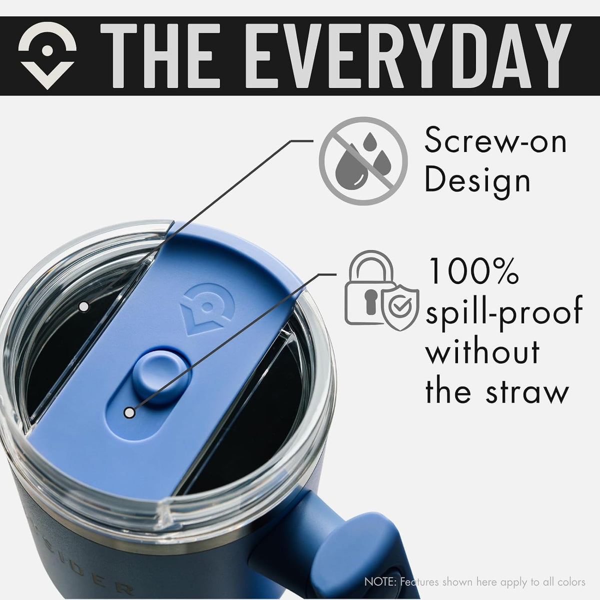 OUTSIDER The Everyday 40 oz Stainless Steel Vacuum Insulated Tumbler with Straw, Lid & 180° Swivel Handle for Easy Carrying – Leak Proof Tumbler for Home, Office, Gym, & Outdoors (Cornflower Blue)