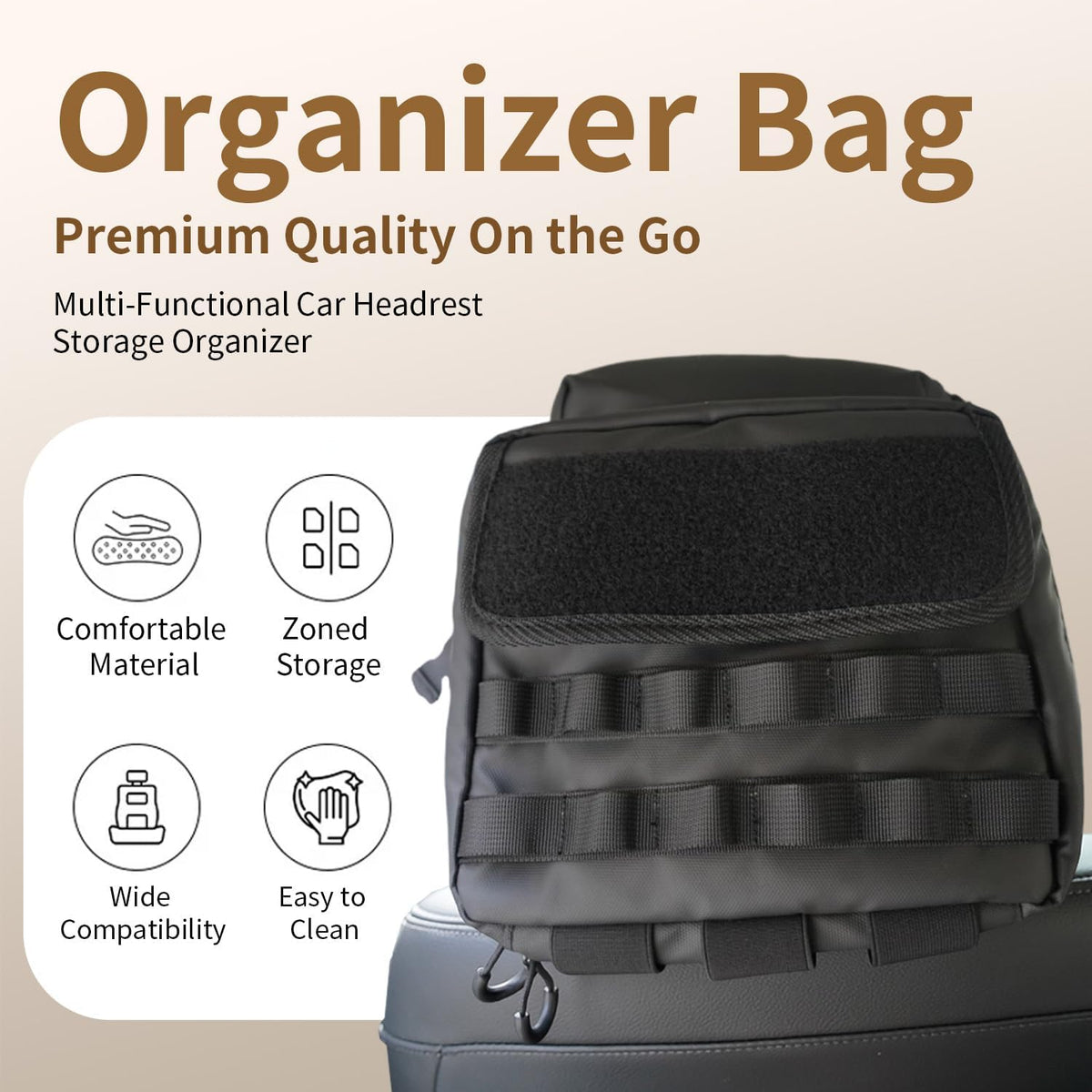 All in One Car Seat Back Organizer Fit Most Cars SUV Trucks Jeeps