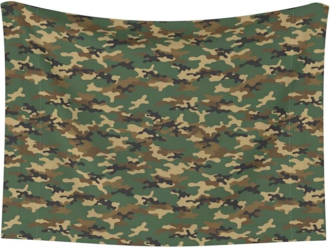 Two Sided Plush Pet Blanket for Warmth Comfort, Green Camouflage Army Camo, Reversible Throw with Cozy Nubby Side for Chilly Nights Napping Spots Around House