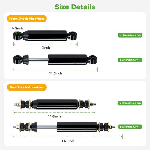 10L0L Golf Cart Shock Absorbers Kit for Club Car DS Electric 1981-up and Gas 1997-up, Front Rear Shocks Replace OEM 1014235 1015813 1010991 1012183 1014236 1013164