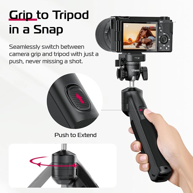 ULANZI TT38 One-Click Opening Vlogging Tripod Uka Quick-Release F38 w Cold Shoe