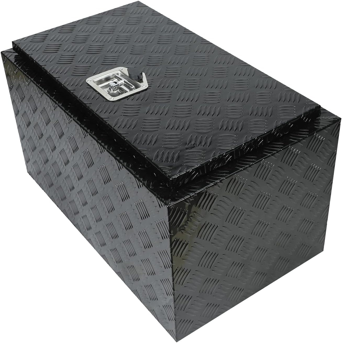 30"x17"x17.75" Black Aluminum Pickup Truck Bed Tool Box underbody Trailer Storage Box Flatbed Tool Box and Lock Keys