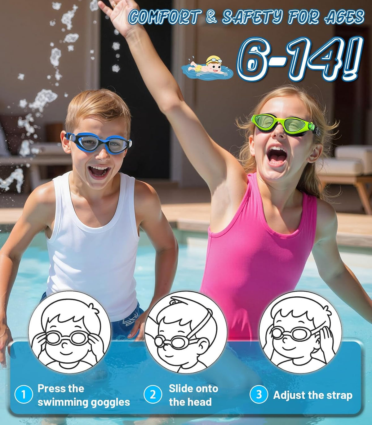 Skiennix Swim Goggles - Anti-Fog UV Protection | Leakproof Design for Kids Aged 6-14