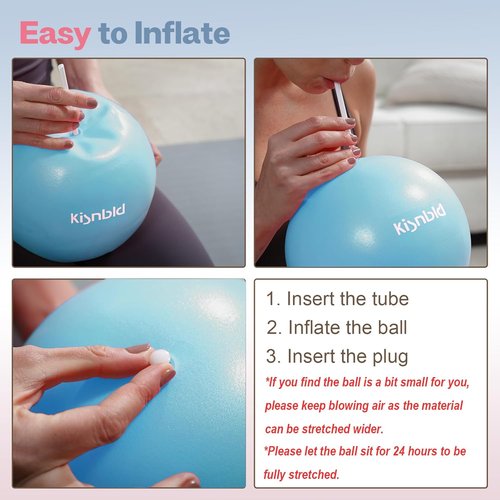 Kisnbld Mini Pilates Ball - 9 Inch Anti-Burst & Slip Resistant Yoga Ball for Stability & Core Strength